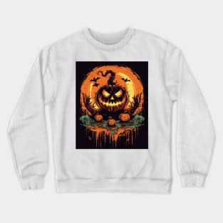 possessed pumpkin during halloween Crewneck Sweatshirt